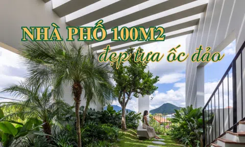 Xây dựng trên đất méo, nhà phố 100m2 đẹp tựa ốc đảo xanh